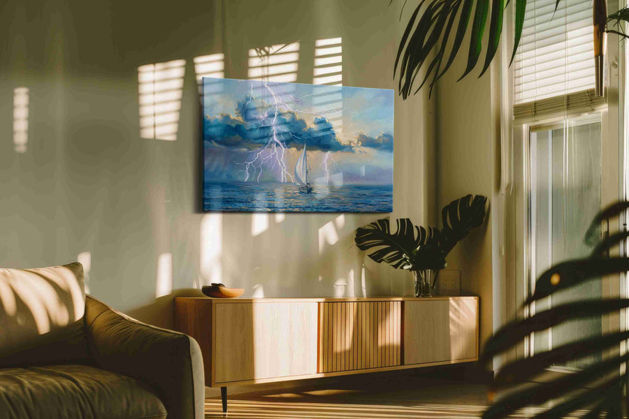 Tempest Symphony sailing canvas print, on wall, lifestyle preview
