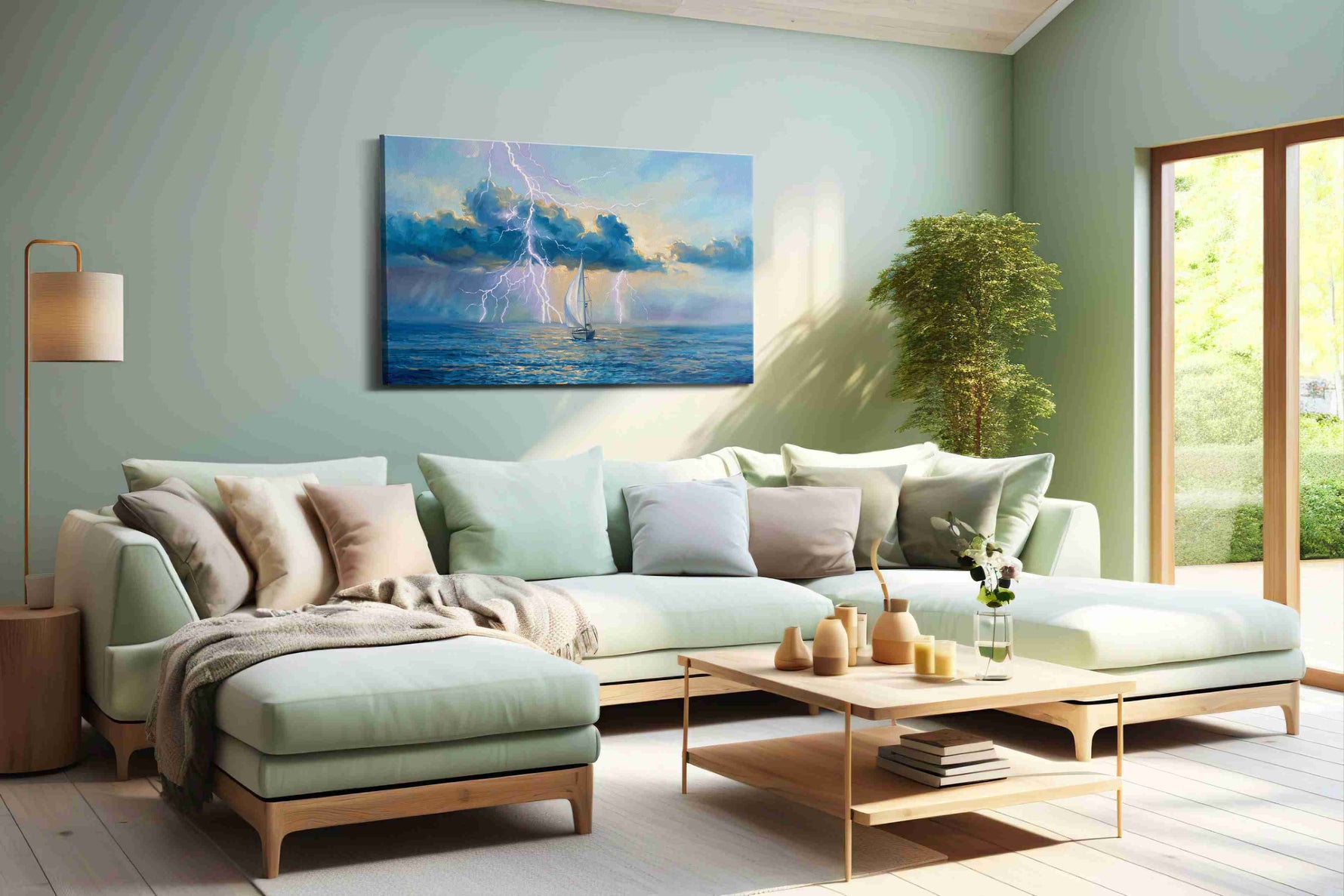 Tempest Symphony sailing canvas print, hanging on wall
