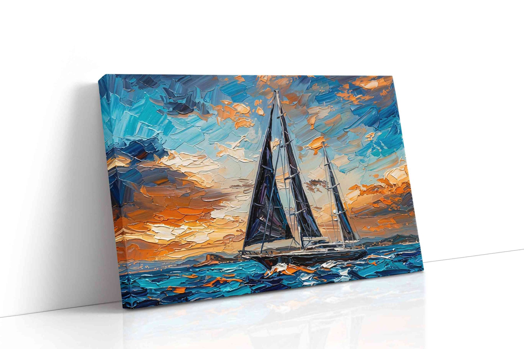 Voyage Through a Painted Dawn sailing canvas print gallery-wrapped landscape canvas studio shot