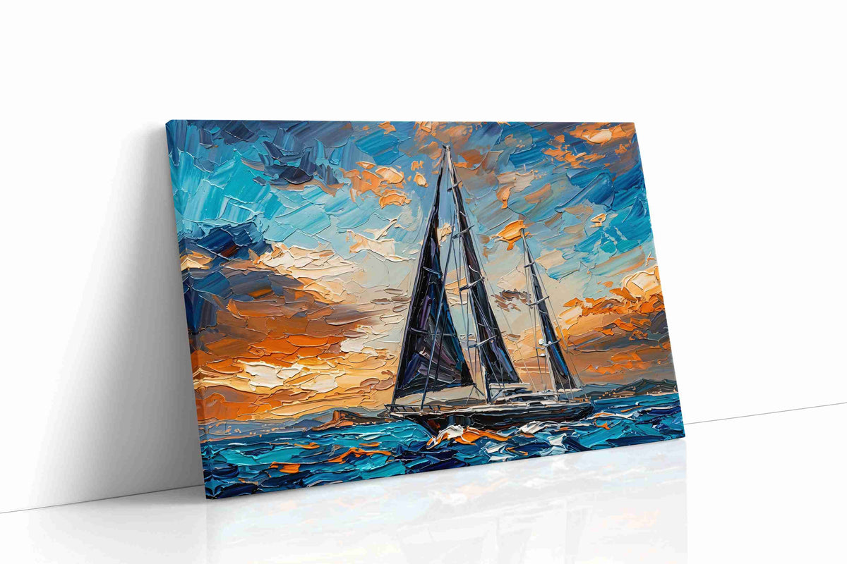 Voyage Through a Painted Dawn sailing canvas print, gallery-wrapped, ready to hang
