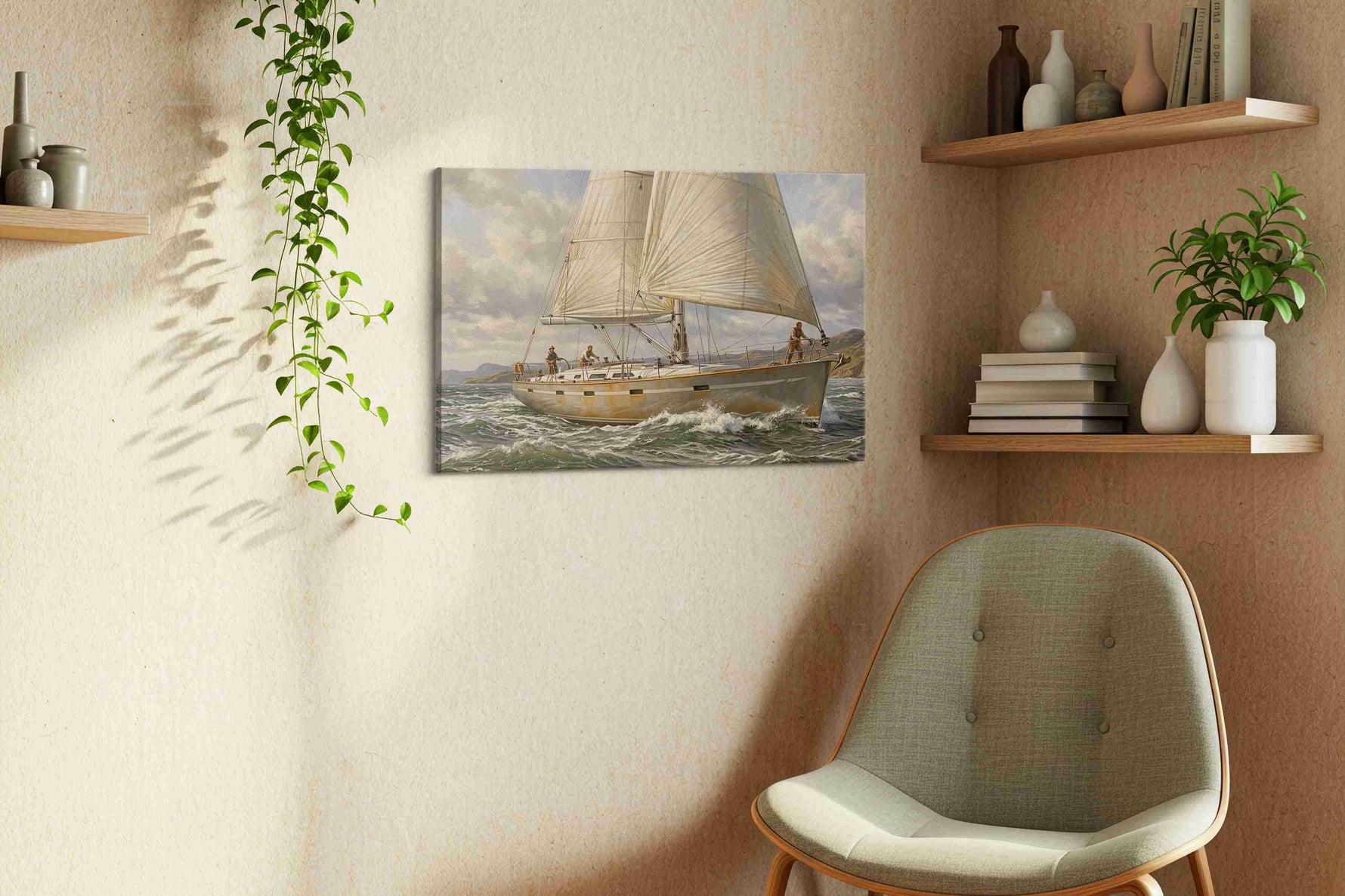 Winds of Adventure sailing canvas print, displayed in a living room