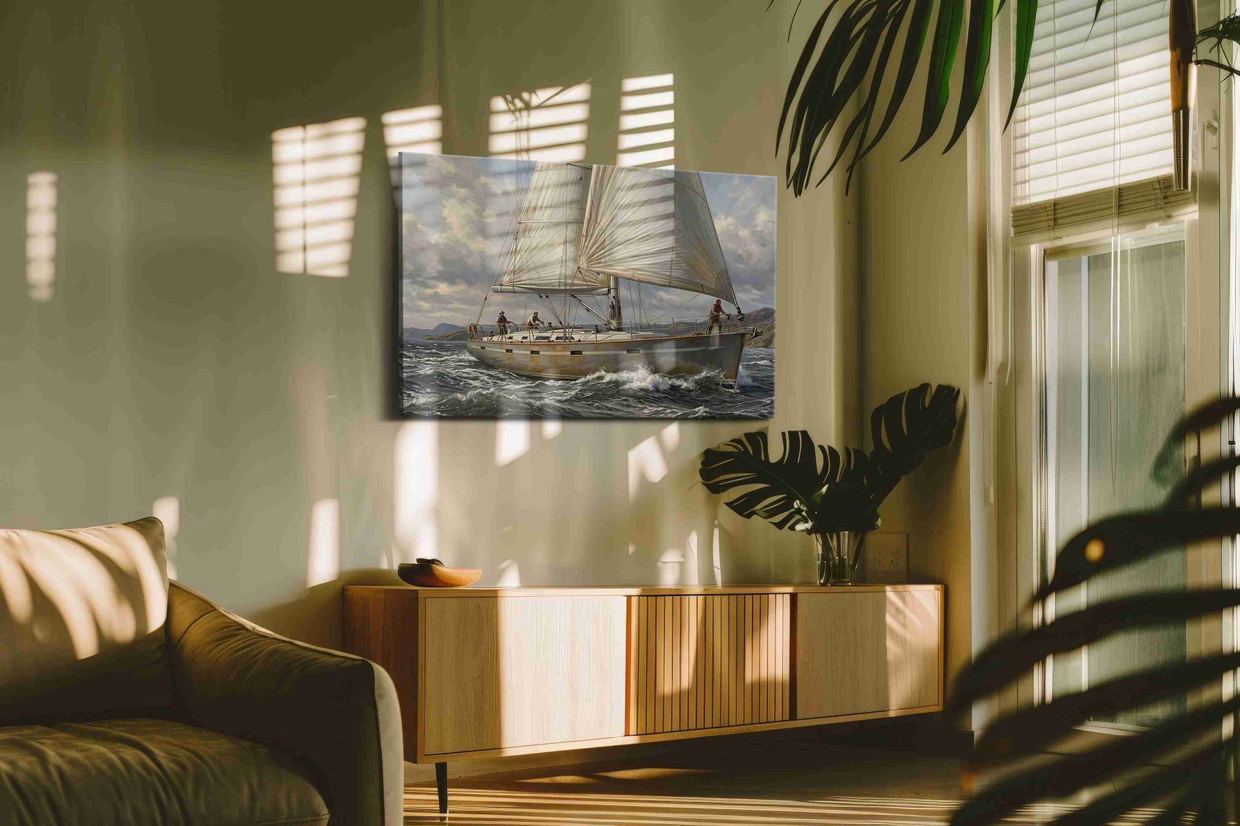 Winds of Adventure (Sailing) - Nautical Wall Art, Sailing Canvas Print, Maritime Decor in a contemporary interior mockup