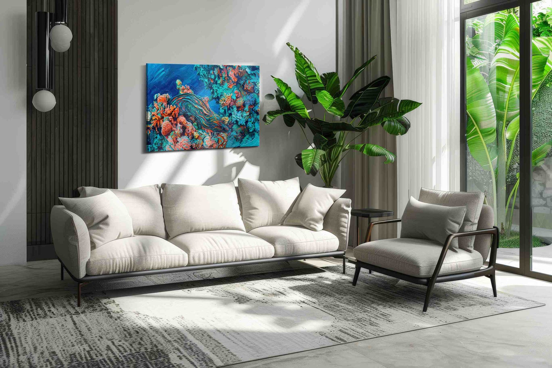 Coral Symphony (Sealife) - Sea Life Wall Art, Marine Canvas Print, Ocean Animal Art in a modern interior mockup