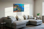 Coral Symphony II sealife canvas print in a living room scene