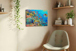 Coral Symphony II sealife canvas print, displayed in a living room