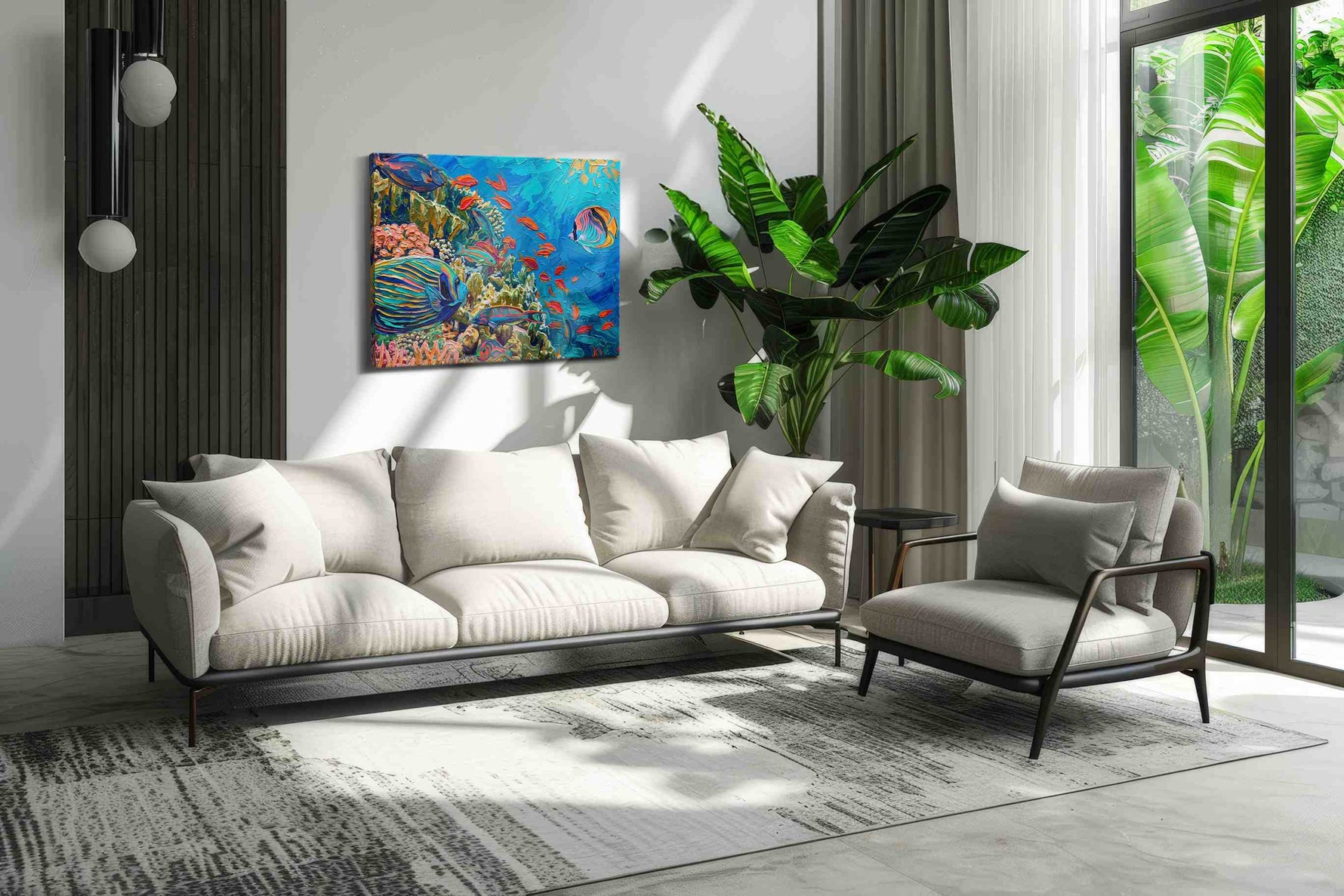 Coral Symphony II sealife canvas print, on wall, lifestyle preview