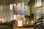 Dance of the Coral Koi sealife canvas print in a contemporary interior mockup