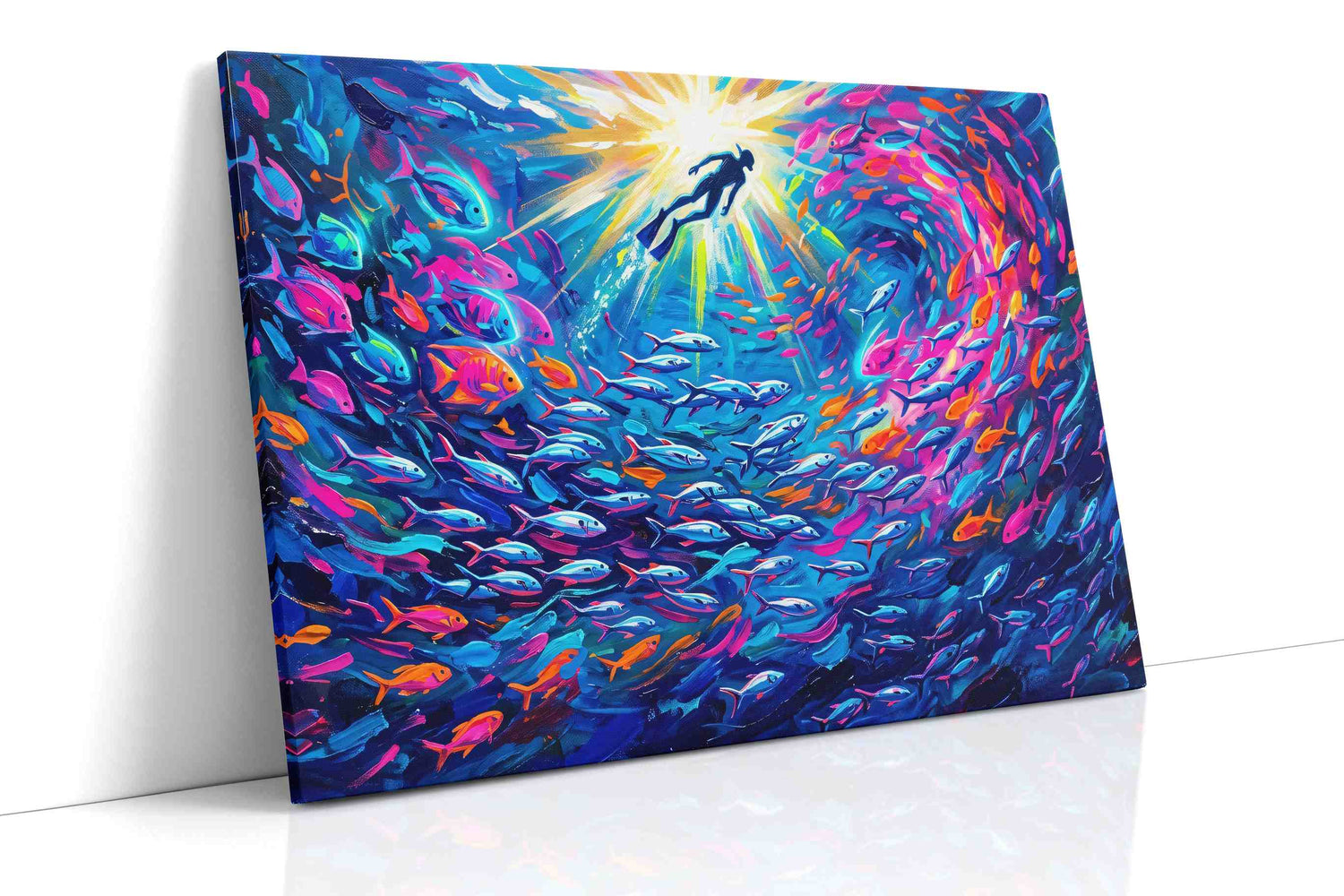 Diver's Kaleidoscope sealife canvas print, gallery-wrapped, ready to hang