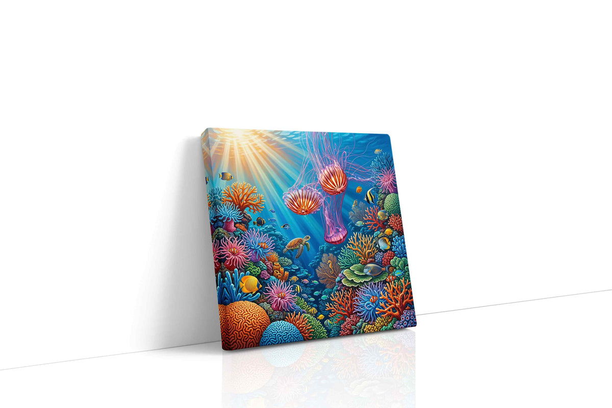Harmony Beneath the Waves sealife canvas print gallery-wrapped square canvas studio shot