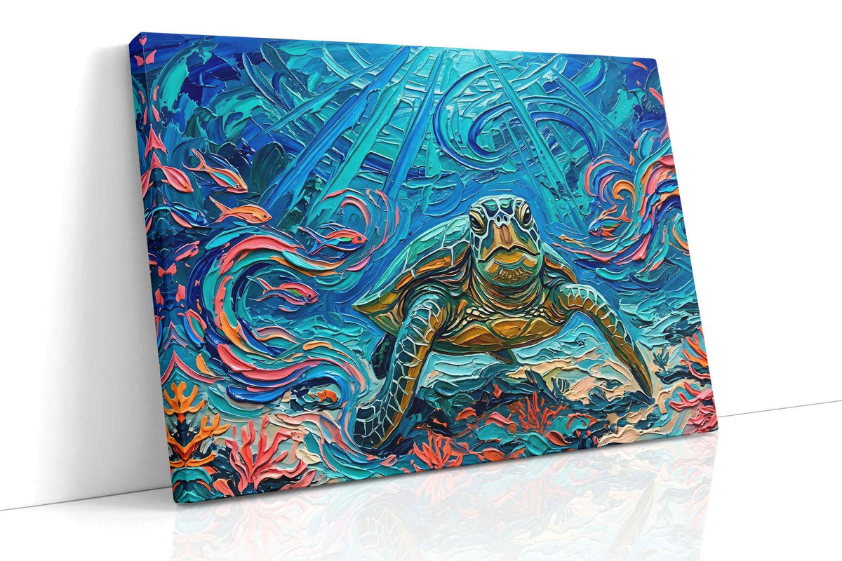Mystical Ocean Odyssey sealife canvas print, gallery-wrapped, ready to hang