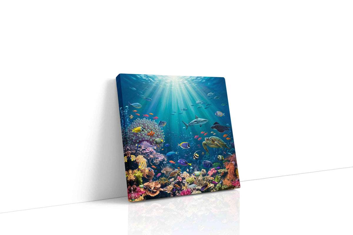 Ocean Symphony sealife canvas print gallery-wrapped square canvas studio shot