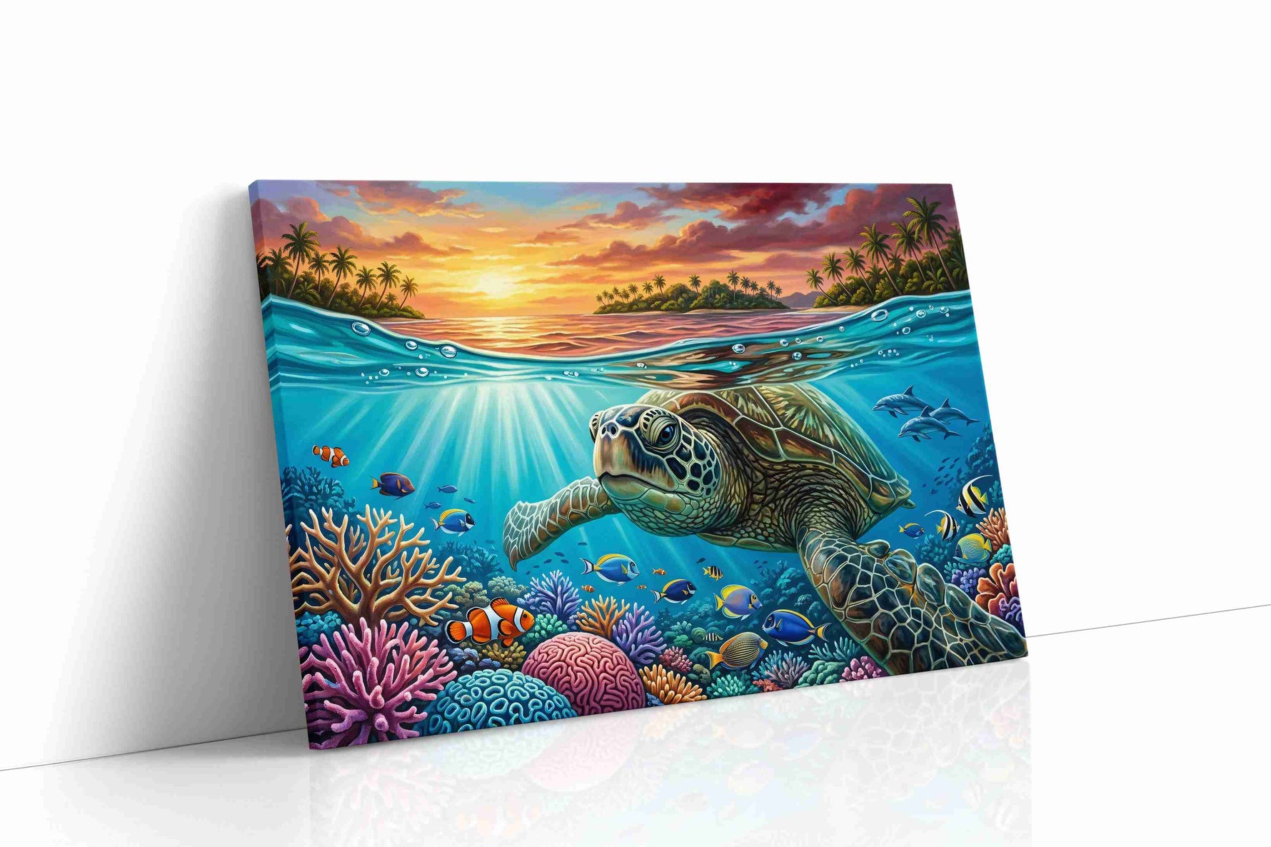 Sunlit Ocean Odyssey sealife canvas print gallery-wrapped landscape canvas studio shot