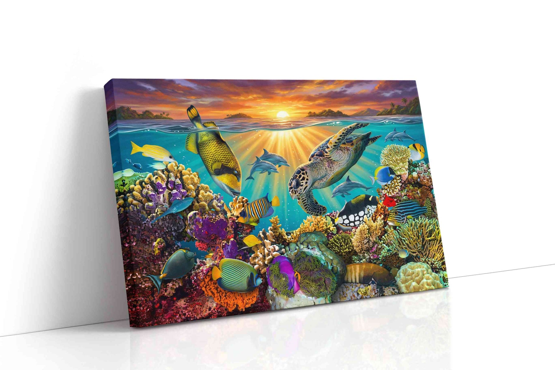 Sunlit Ocean Symphony sealife canvas print, gallery-wrapped, ready to hang
