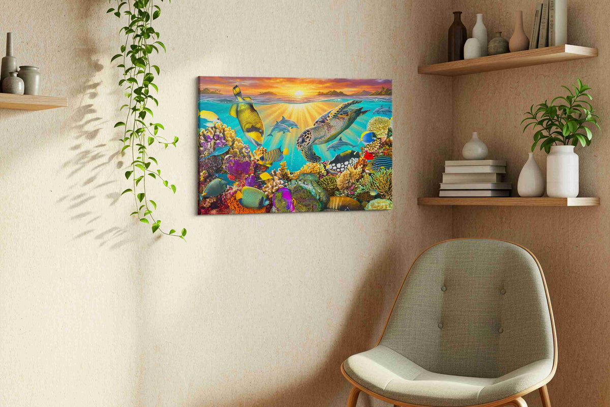 Sunlit Ocean Symphony (Sealife) - Sea Life Wall Art, Marine Canvas Print, Ocean Animal Art