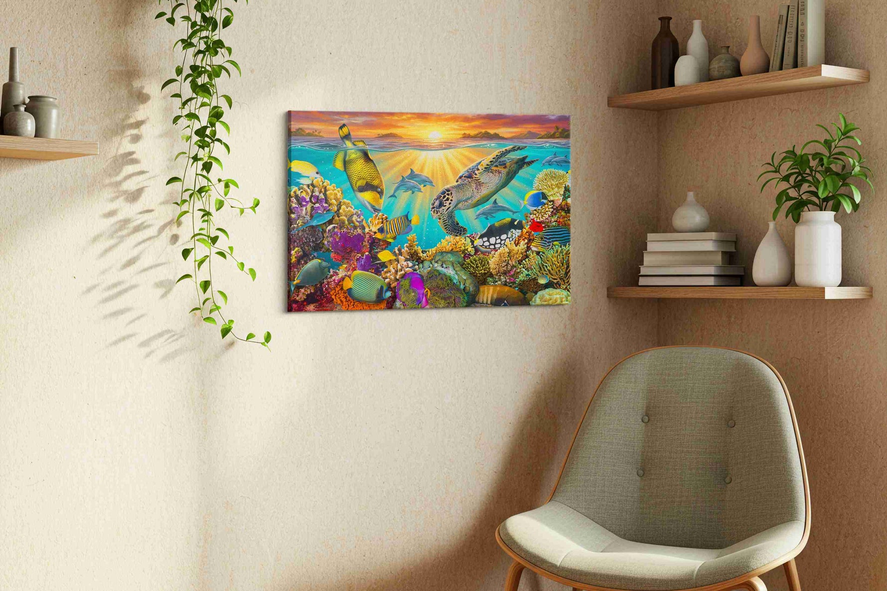 Sunlit Ocean Symphony (Sealife) - Sea Life Wall Art, Marine Canvas Print, Ocean Animal Art