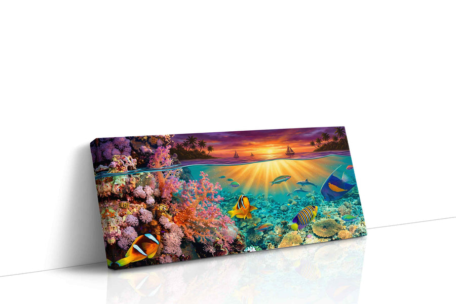 Tropical Twilight Reef sealife canvas print, gallery-wrapped, ready to hang
