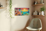 Tropical Twilight Reef sealife canvas print, displayed in a living room
