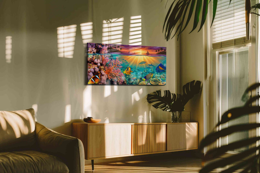 Tropical Twilight Reef (Sealife) - Sea Life Wall Art, Marine Canvas Print, Ocean Animal Art