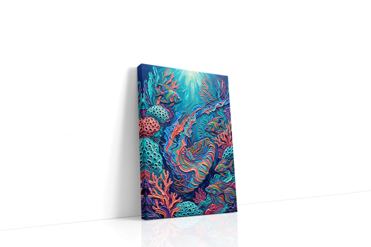 Underwater Symphony of Colors (Sealife) - Sea Life Wall Art, Marine Canvas Print, Ocean Animal Art gallery-wrapped portrait canvas studio shot