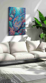 Underwater Symphony of Colors sealife canvas print, hanging on wall