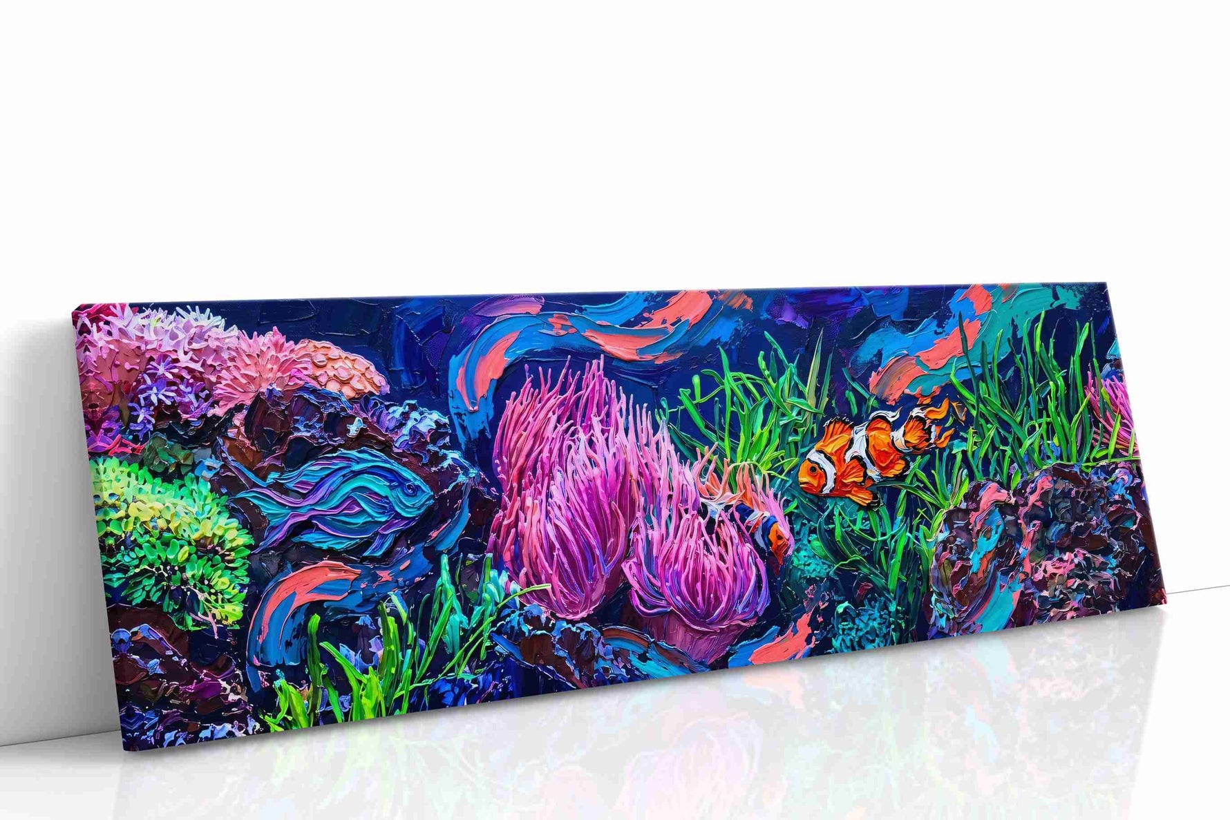 Vibrant Reef Ballet (Sealife) - Sea Life Wall Art, Marine Canvas Print, Ocean Animal Art gallery-wrapped landscape canvas studio shot