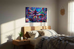 Vivid Abyss (Sealife) - Sea Life Wall Art, Marine Canvas Print, Ocean Animal Art in a bedroom scene