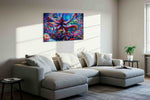 Vivid Abyss sealife canvas print in a living room scene