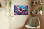Vivid Abyss sealife canvas print, displayed in a living room