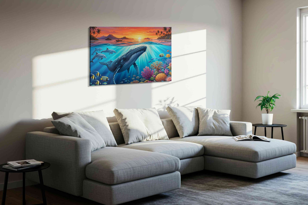 Whale Song at Sunset (Sealife) - Sea Life Wall Art, Marine Canvas Print, Ocean Animal Art