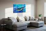 Whalesong Symphony animals canvas print in a living room scene