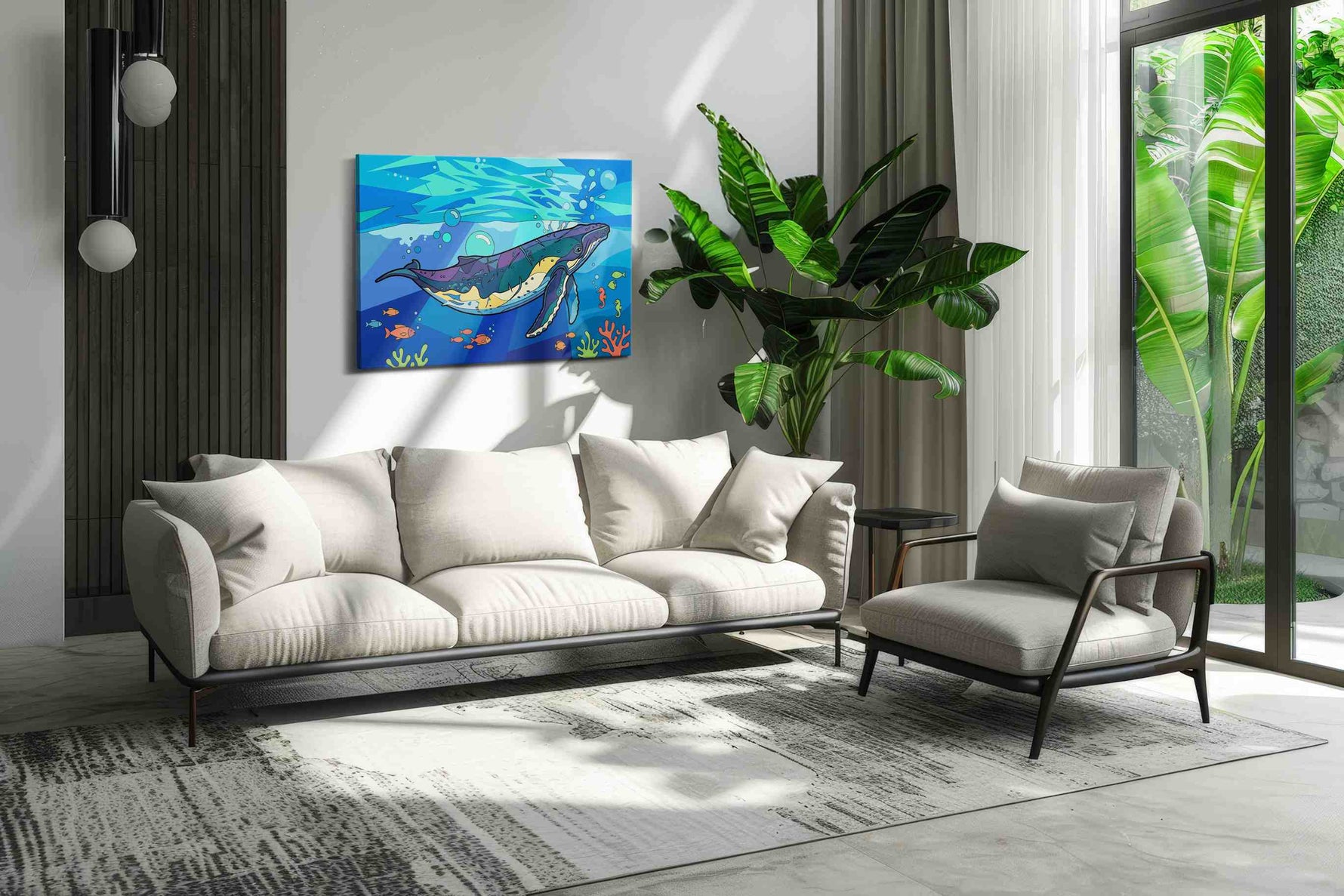 Whalesong Symphony animals canvas print, on wall, lifestyle preview