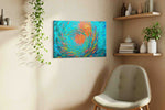 Whirlpool of Crimson Currents sealife canvas print, hanging on wall
