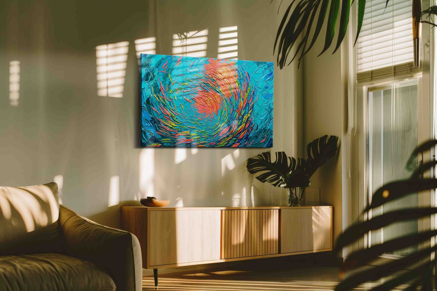 Whirlpool of Crimson Currents (Sealife) - Sea Life Wall Art, Marine Canvas Print, Ocean Animal Art