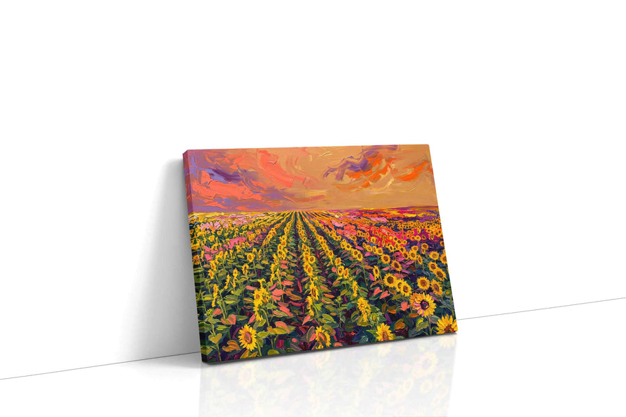 Sunset Symphony of Sunflowers sunflowers canvas print, gallery-wrapped, ready to hang