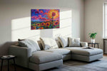Vibrant Sunlit Blooms sunflowers canvas print in a living room scene