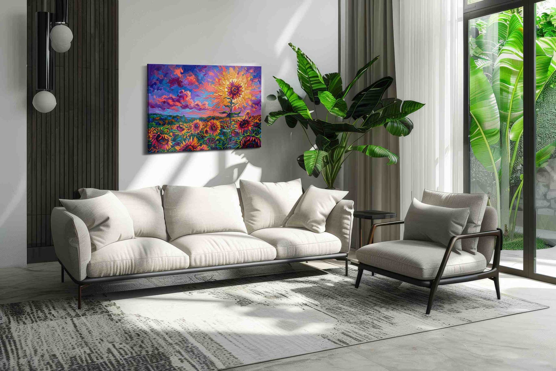 Vibrant Sunlit Blooms sunflowers canvas print, on wall, lifestyle preview