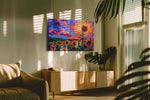 Vibrant Sunlit Blooms sunflowers canvas print in a contemporary interior mockup