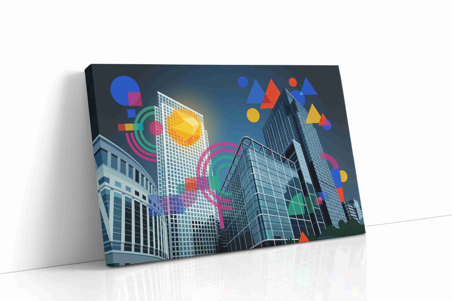 Geometric Skyscraper Symphony modern canvas print, gallery-wrapped, ready to hang