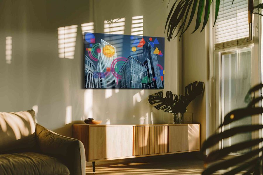 Geometric Skyscraper Symphony modern canvas print, hanging on wall