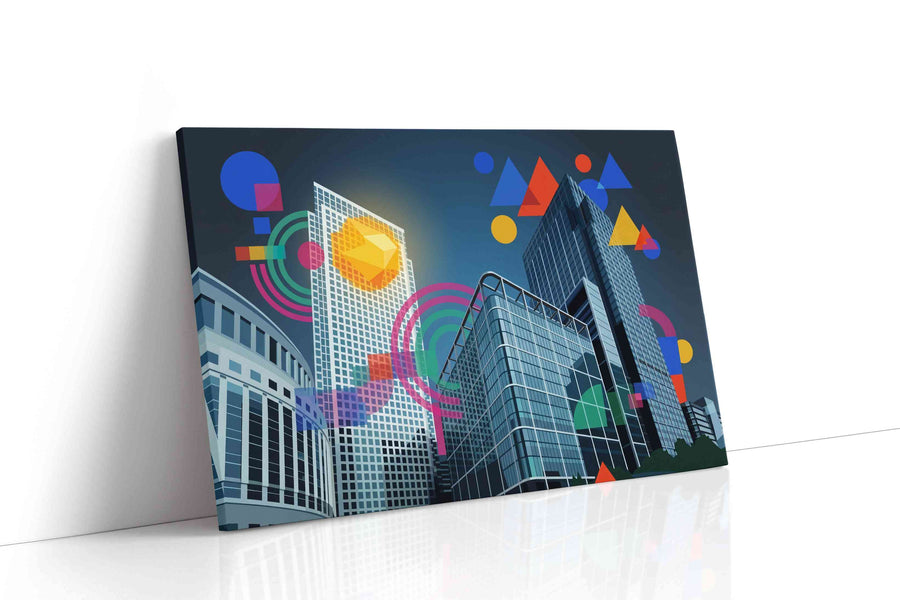 Geometric Skyscraper Symphony modern canvas print gallery-wrapped landscape canvas studio shot
