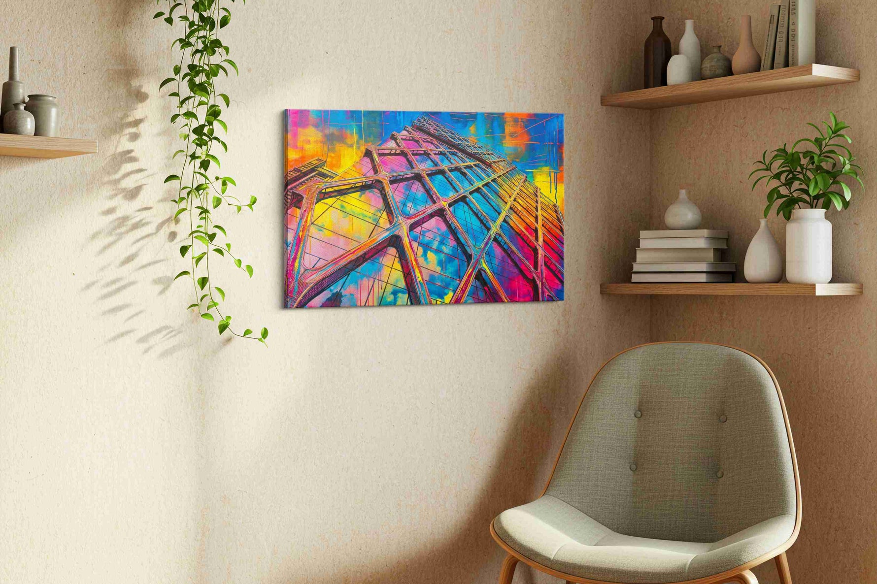Urban Kaleidoscope Skyscraper modern canvas print, hanging on wall