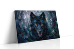 Enigmatic Midnight Guardian wolf canvas print, gallery-wrapped, ready to hang