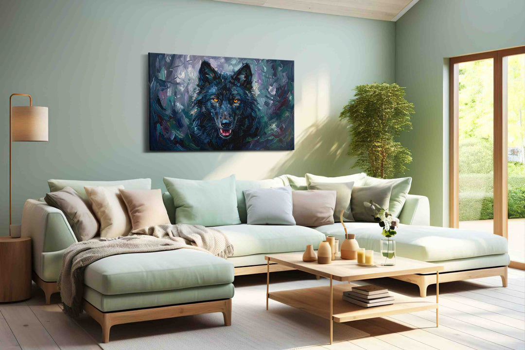Enigmatic Midnight Guardian (Wolf) - Wolf Wall Art, Wildlife Canvas Print, Nature Predator Art