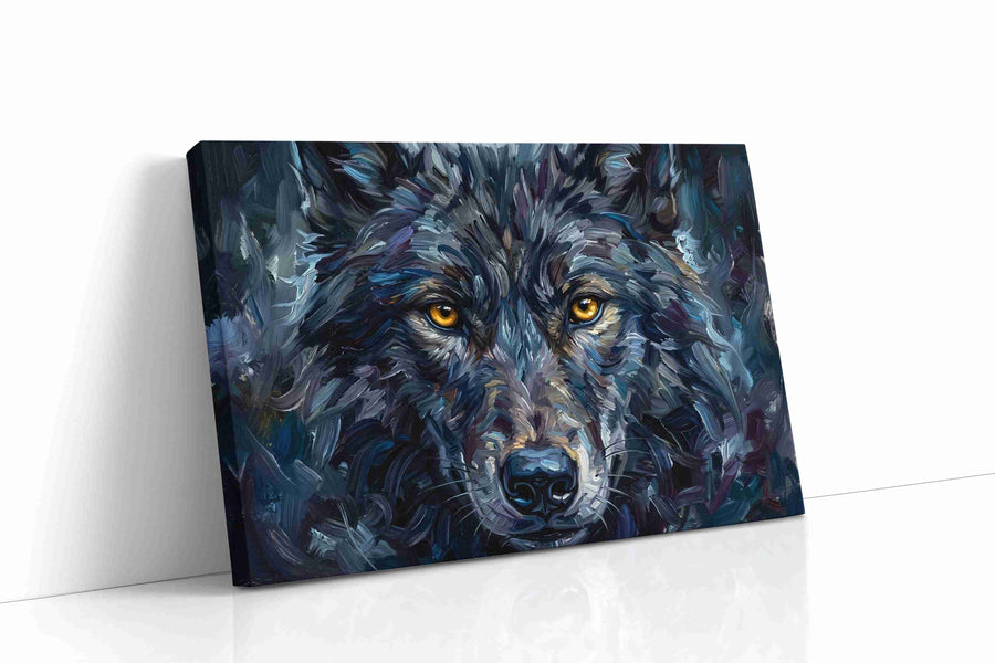 Ethereal Gaze of the Nocturnal wolf canvas print gallery-wrapped landscape canvas studio shot