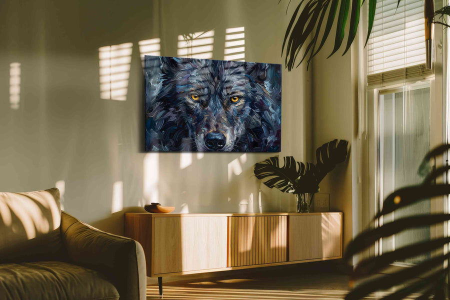 Ethereal Gaze of the Nocturnal wolf canvas print, hanging on wall