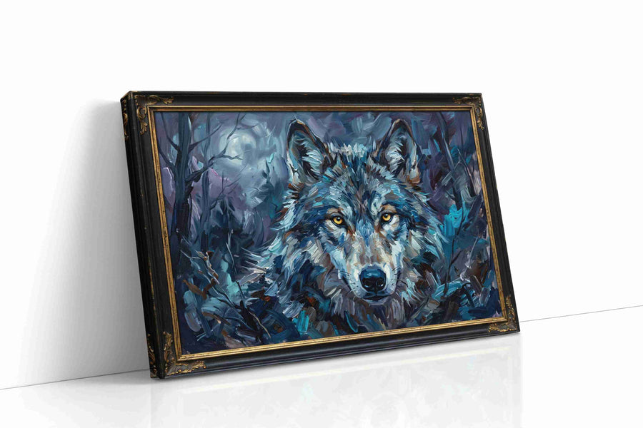 Ethereal Night Guardian wolf canvas print, gallery-wrapped, ready to hang