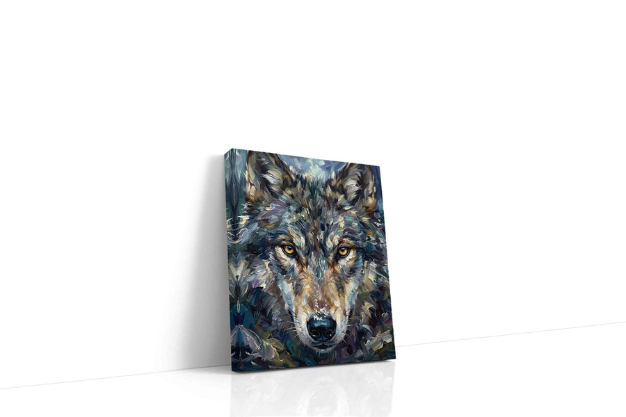 Ethereal Stare of the Wild wolf canvas print gallery-wrapped portrait canvas studio shot