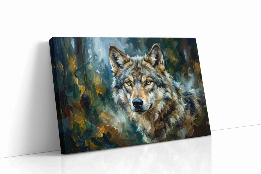 Gaze of the Wilderness Spirit wolf canvas print gallery-wrapped landscape canvas studio shot