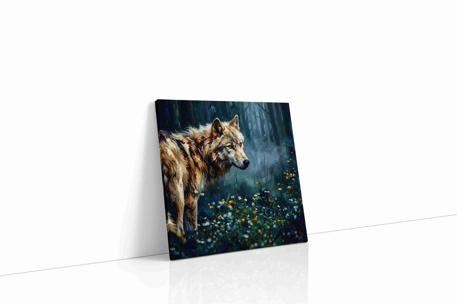 Guardian of the Enchanted Woods wolf canvas print, gallery-wrapped, ready to hang