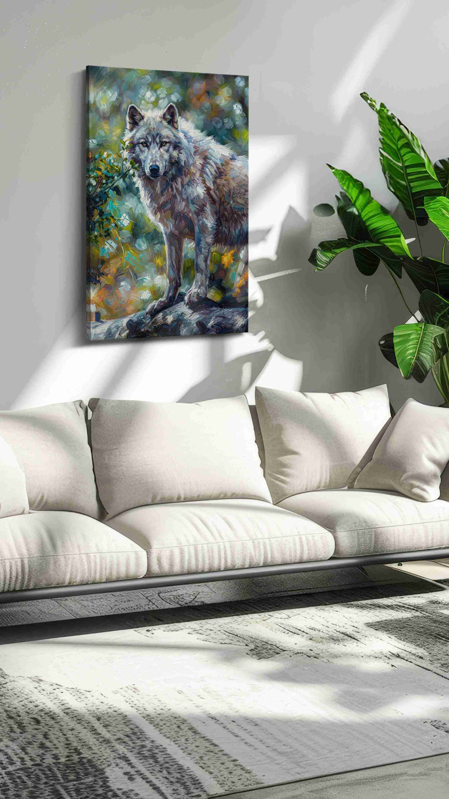 Guardian of the Forest Spirit wolf canvas print, hanging on wall